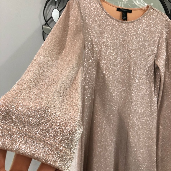 NWOT Champagne Pink Glitter Long sleeve A line Skater Dress✨ - Picture 4 of 6